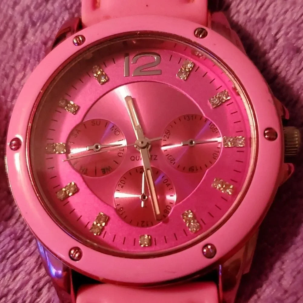 3 Matching Watches Green Pink Orange Accutime JCR1017C‎ JCR1017B JCR1017E